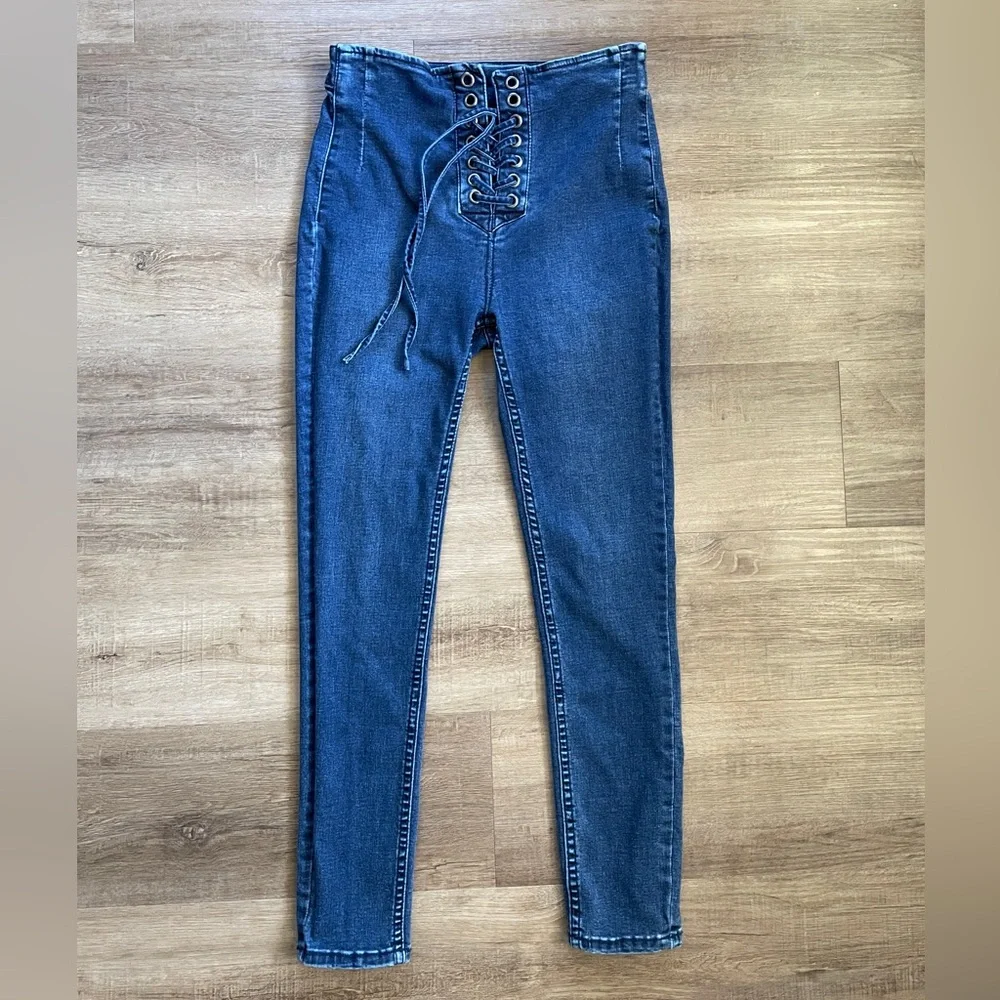 Free People Lace Up Skinny Jeans - Picture 5 of 6